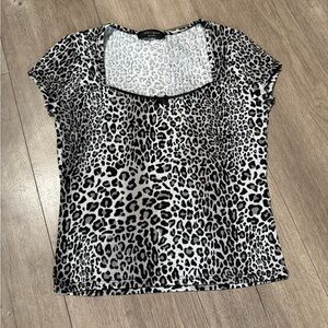 New Look Black and White Animal Print Top